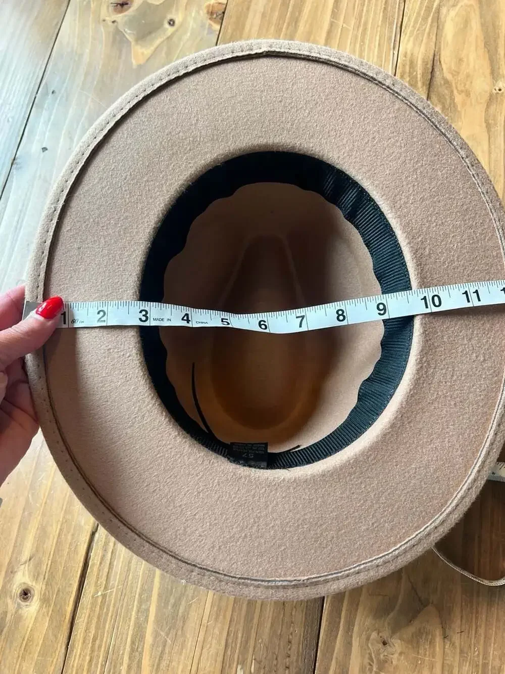 IN Designer Boho Style Tan Wide Brim Fedora Hat with Decorative Beaded Band and